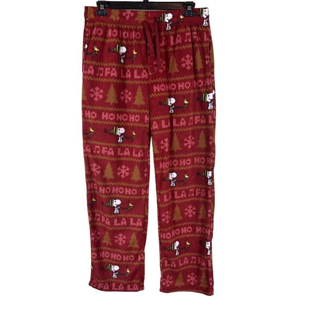 Peanuts Holiday Snoopy Pajama ￼Fleece Pants Men’s Size Large